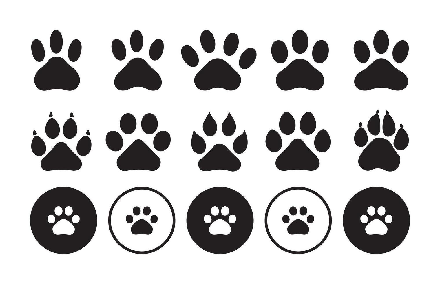 Set of different animal paw vector