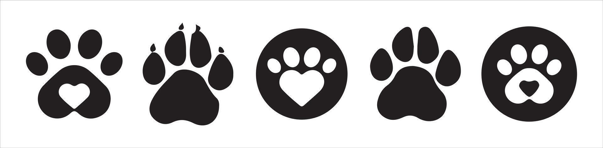 black silhouette of an animal paw.dog and cat paw vector