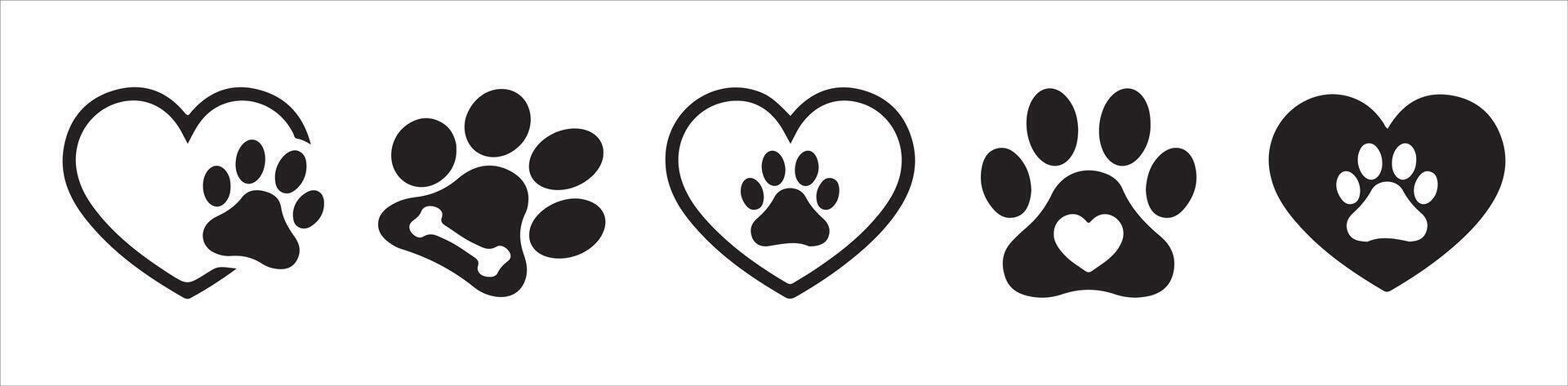 Paw icons silhouette. Pet paw editable stroke outline icon isolated on white background vector