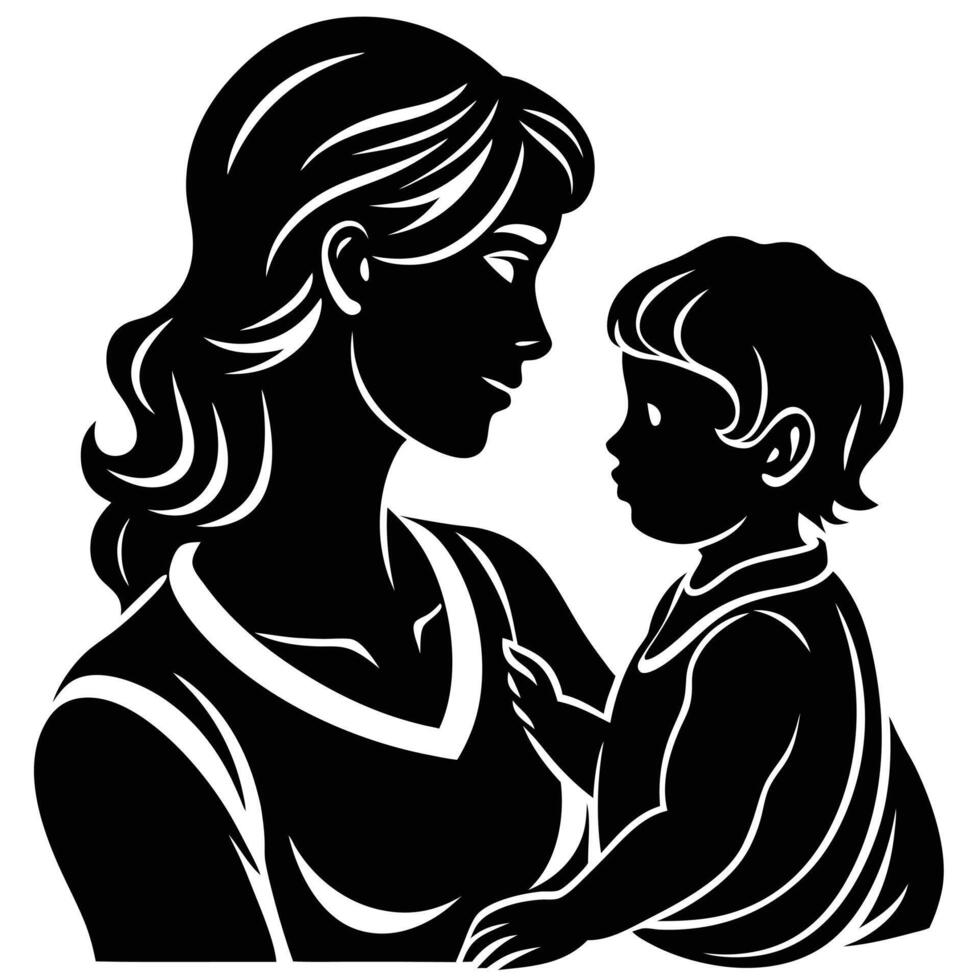 Creative Mother and Child Silhouettes for Projects vector