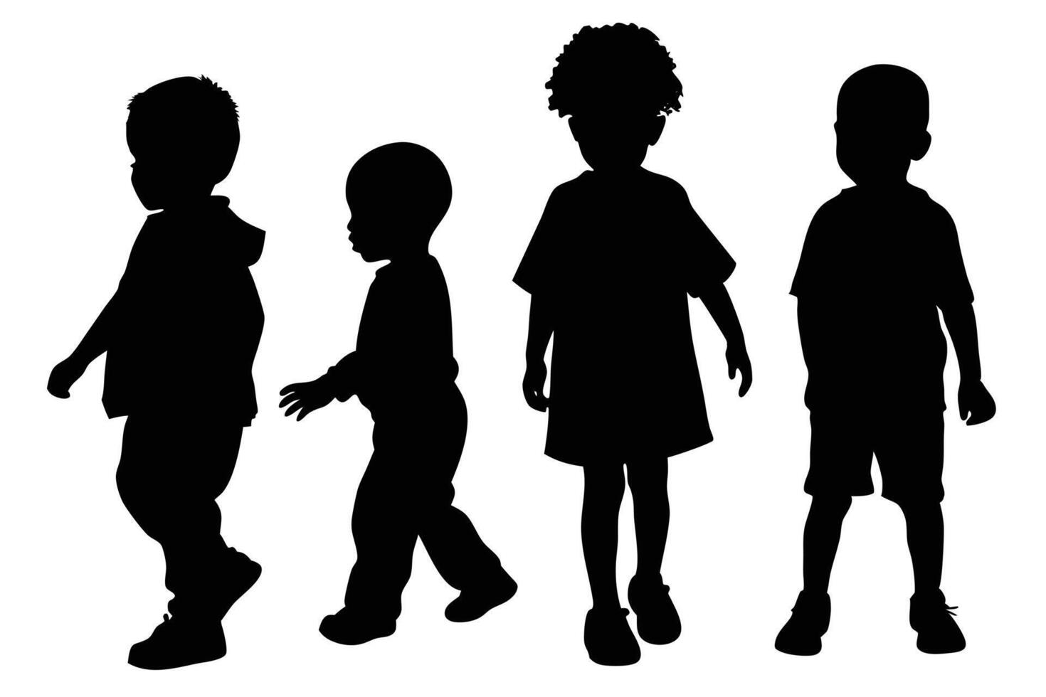 Exploring Beautiful Kids Silhouette Designs vector