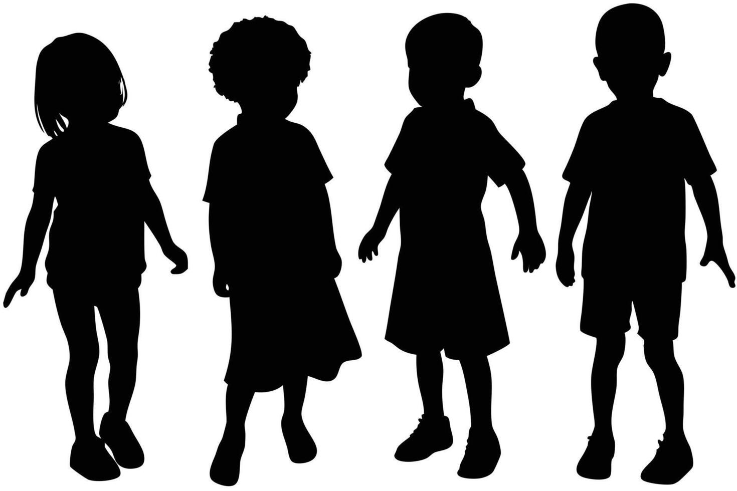 Stunning Kids Silhouette Artwork Styles vector