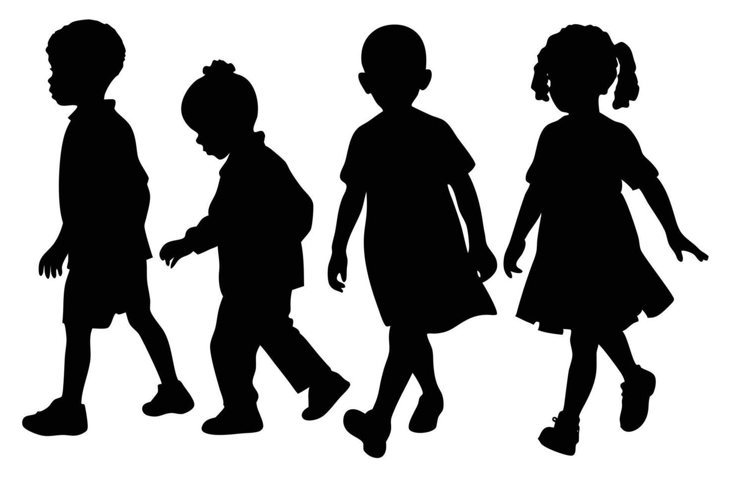 Unique Kids Silhouette for Projects vector