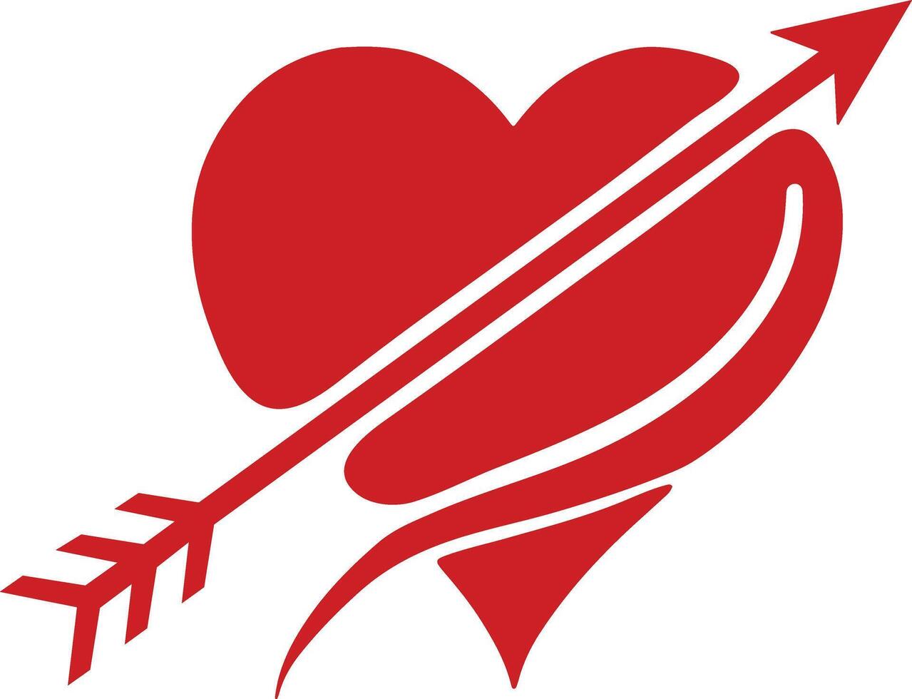 Silhouette logo of arrow passing through the heart on white background vector