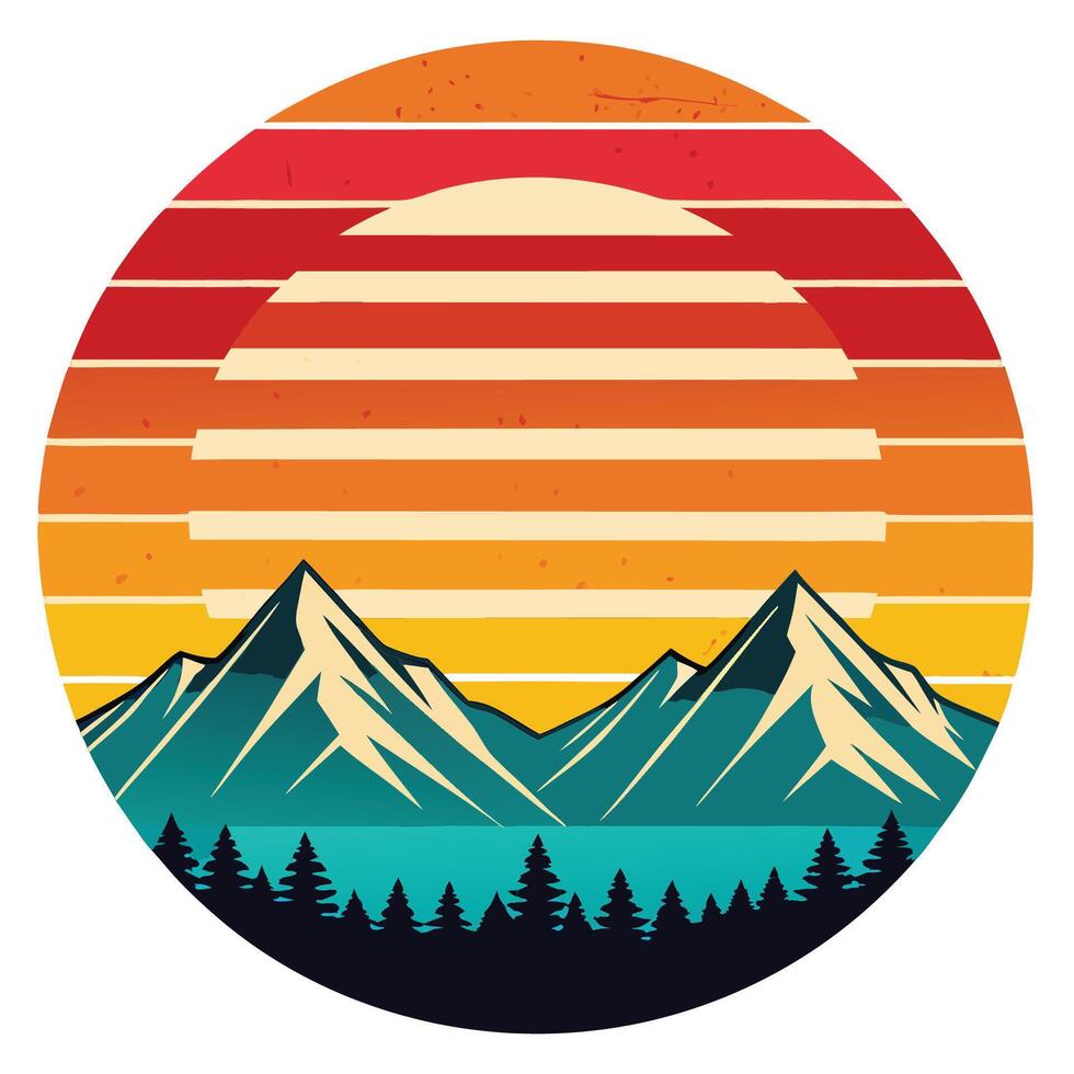 Unique Retro Sunset Artwork Inspiration vector