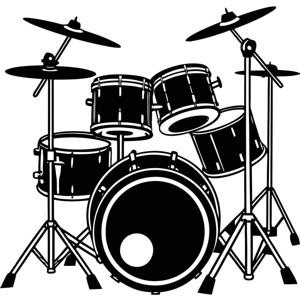 Creative Drum Kit Silhouette Designs vector