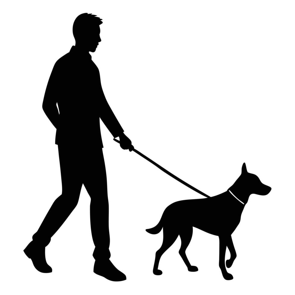 Creative Man and Dog Silhouette Ideas vector