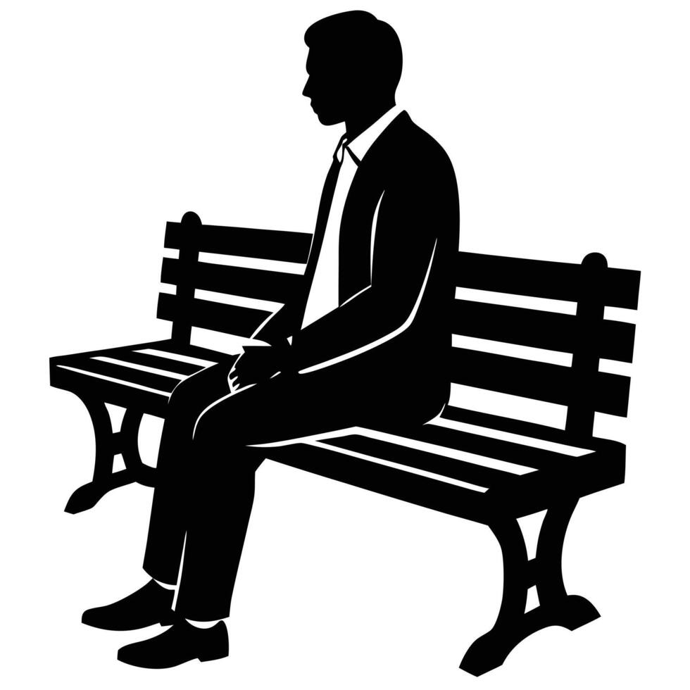 Unique Man on Bench Silhouette Designs vector