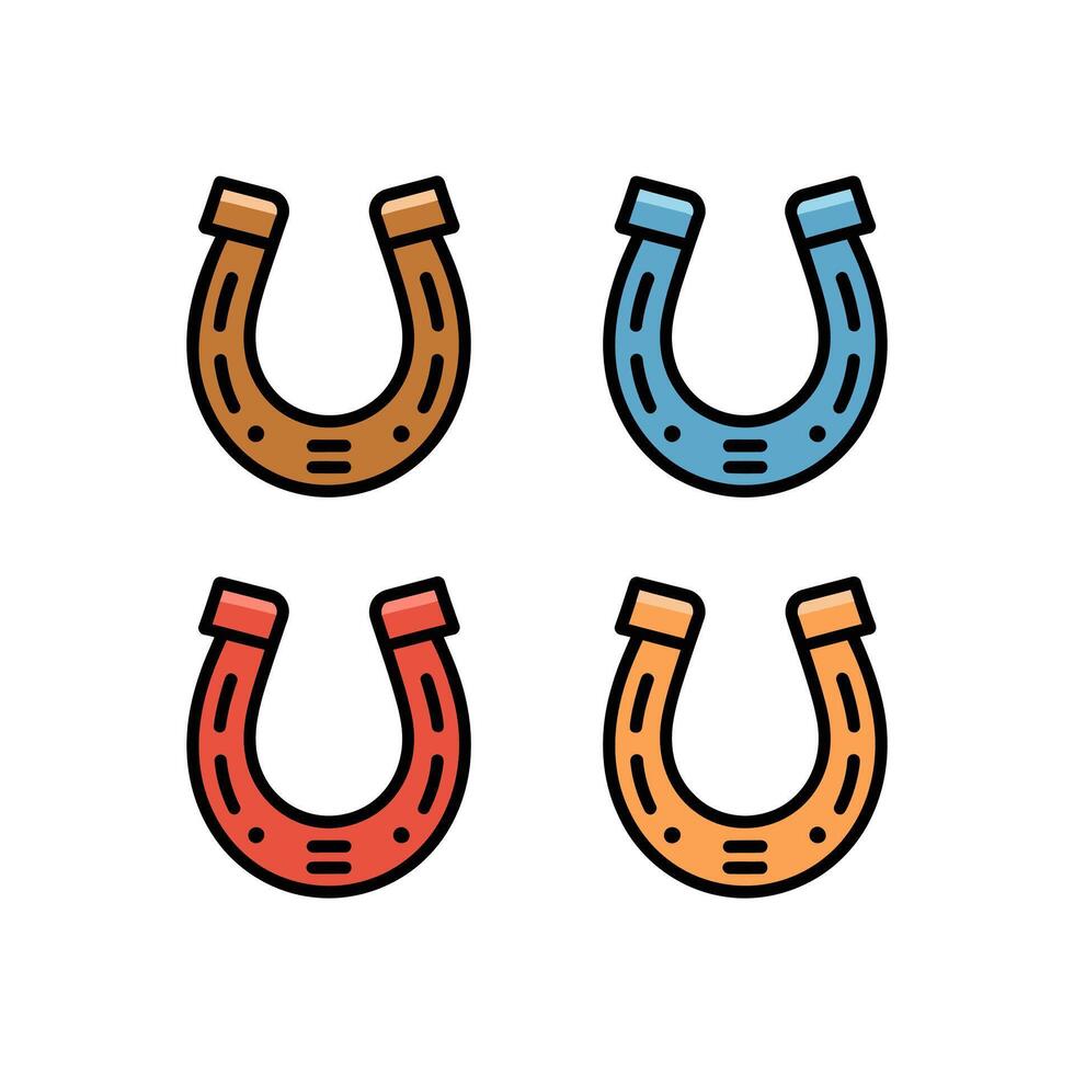 Four Colorful Horseshoe Icons for Good Luck vector