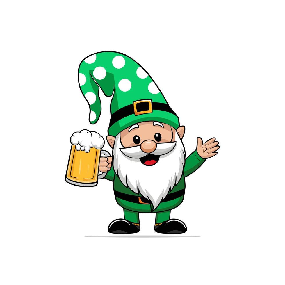 Cheerful leprechaun with a beer mug, perfect for St. Patrick's Day. vector