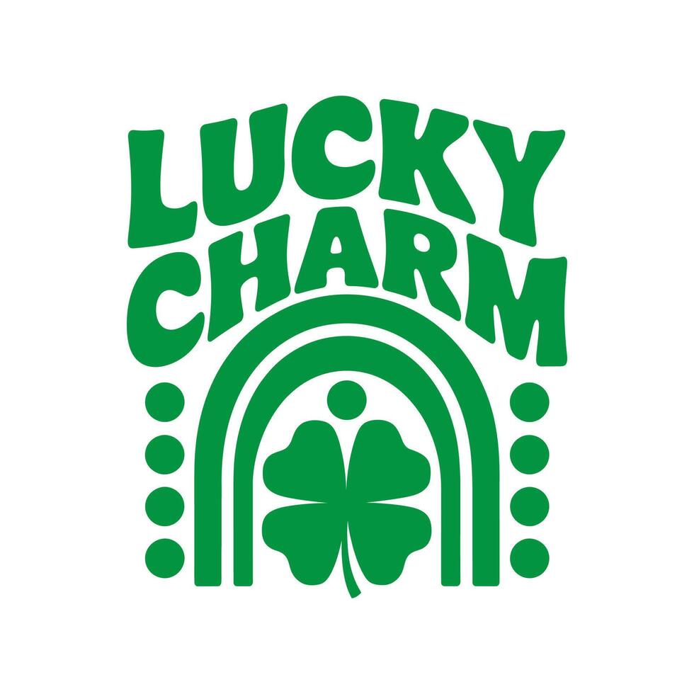 Vibrant Style green lucky charm Typography With Rainbow vector