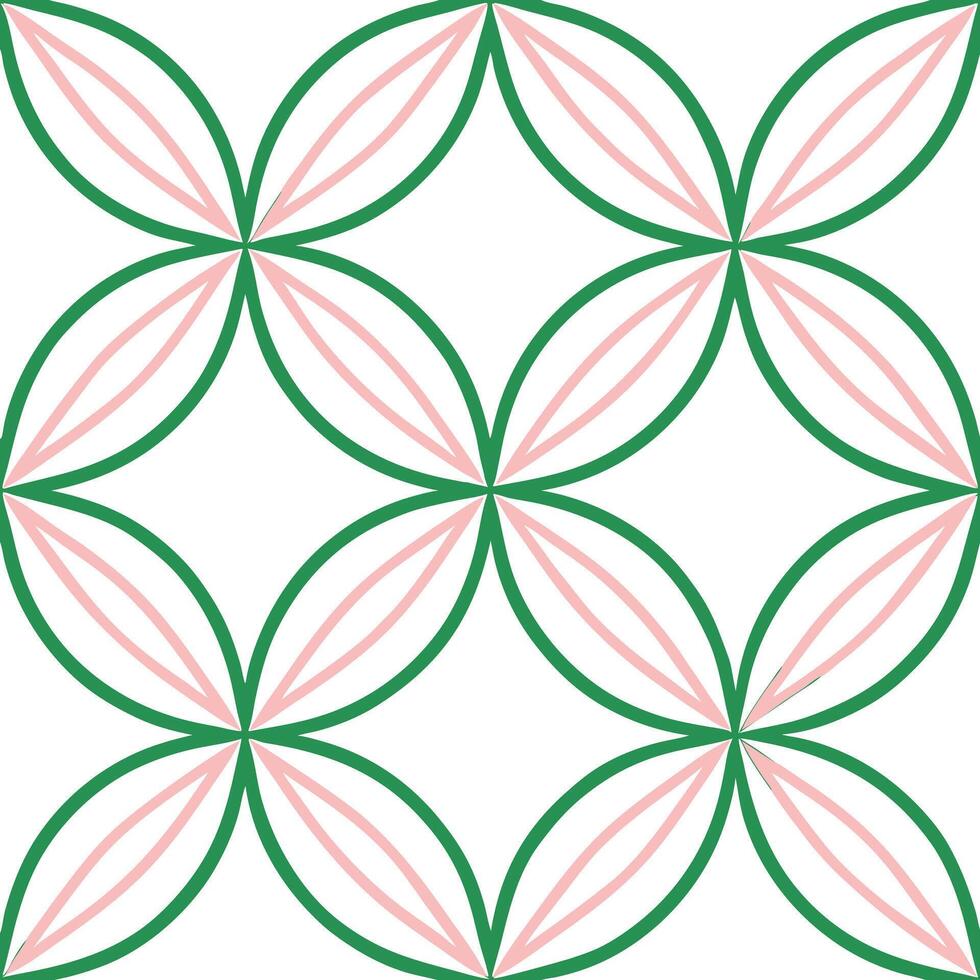 Green Pink Floral Geometric Seamless Pattern Design Repeat Textile vector