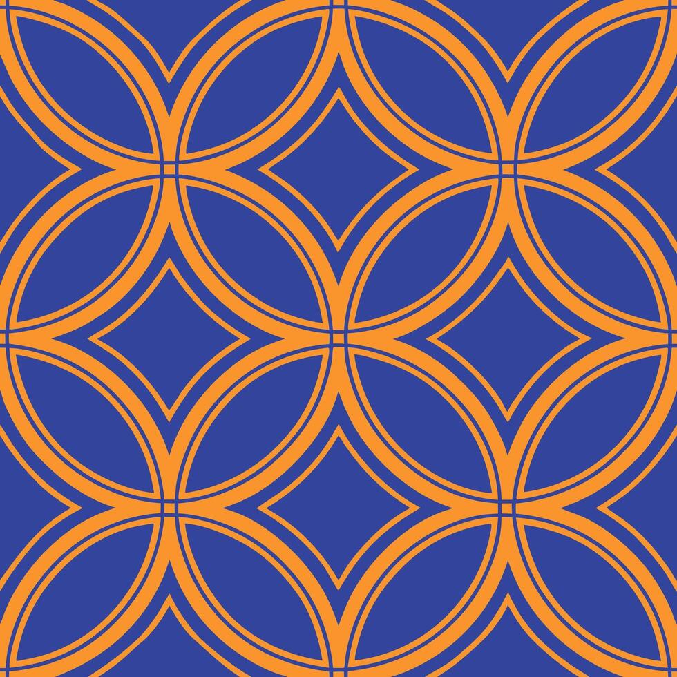 Geometric Blue Orange Interlocking Circles Pattern Design vector