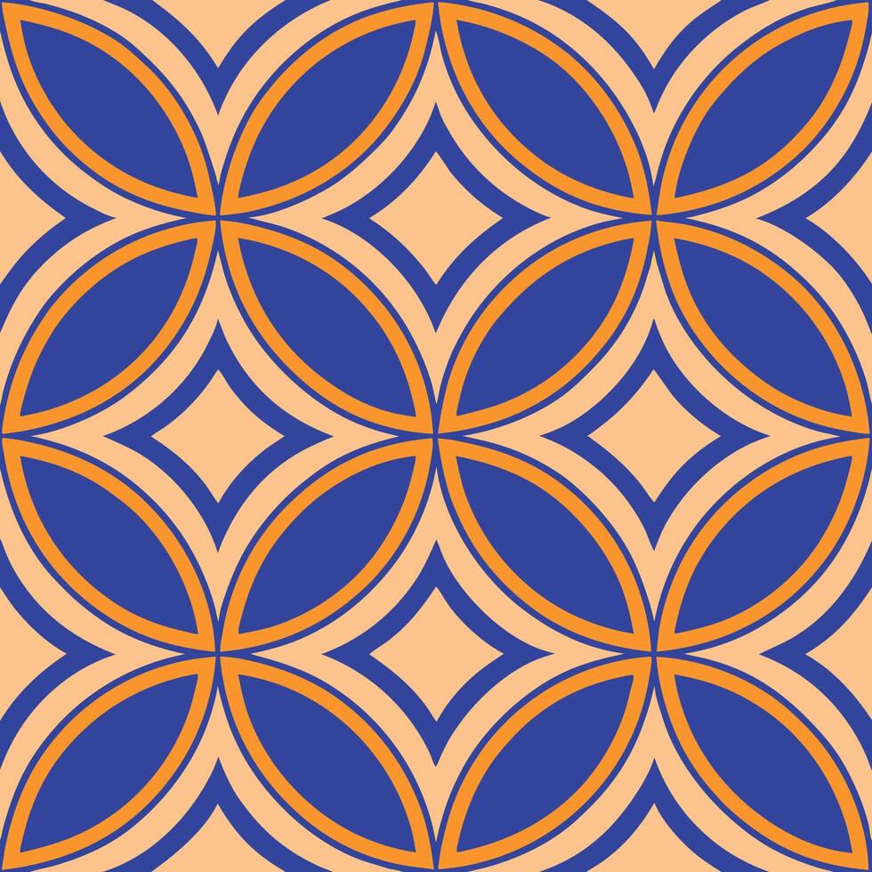 Abstract Geometric Seamless Pattern Blue, Orange, Peach Design vector