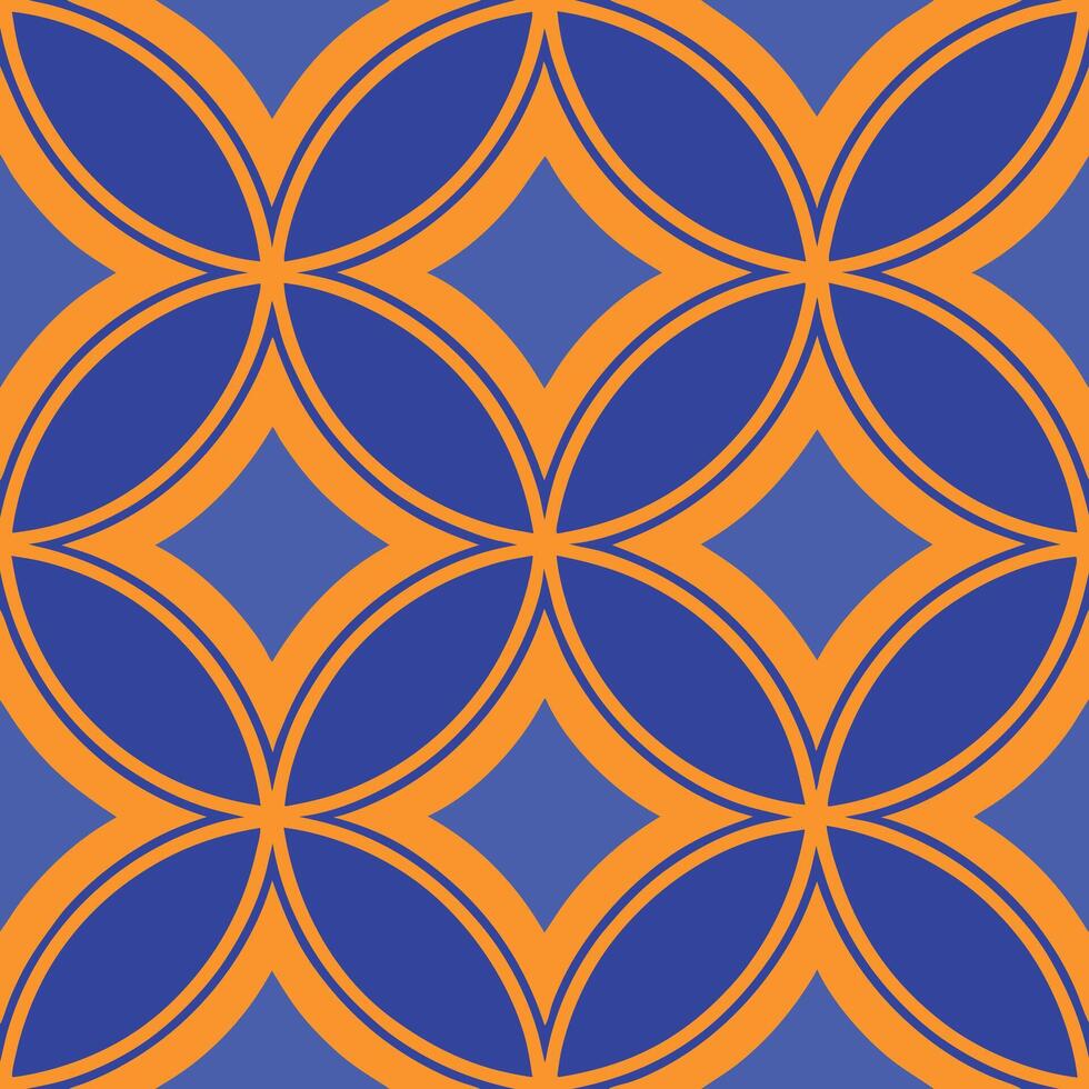 Abstract Geometric Pattern Blue Orange Circles and Diamonds vector