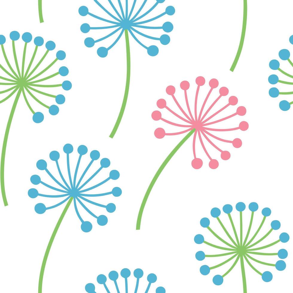 Pastel Dandelion Flower Seamless Pattern Spring Summer Design vector