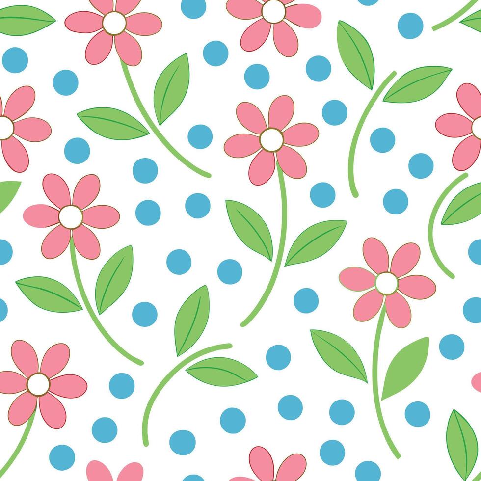 Pink Flower Seamless Pattern Design Pretty Floral Background vector