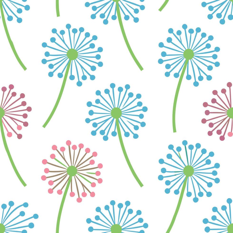 Pastel Dandelion Flower Seamless Pattern Background Design vector