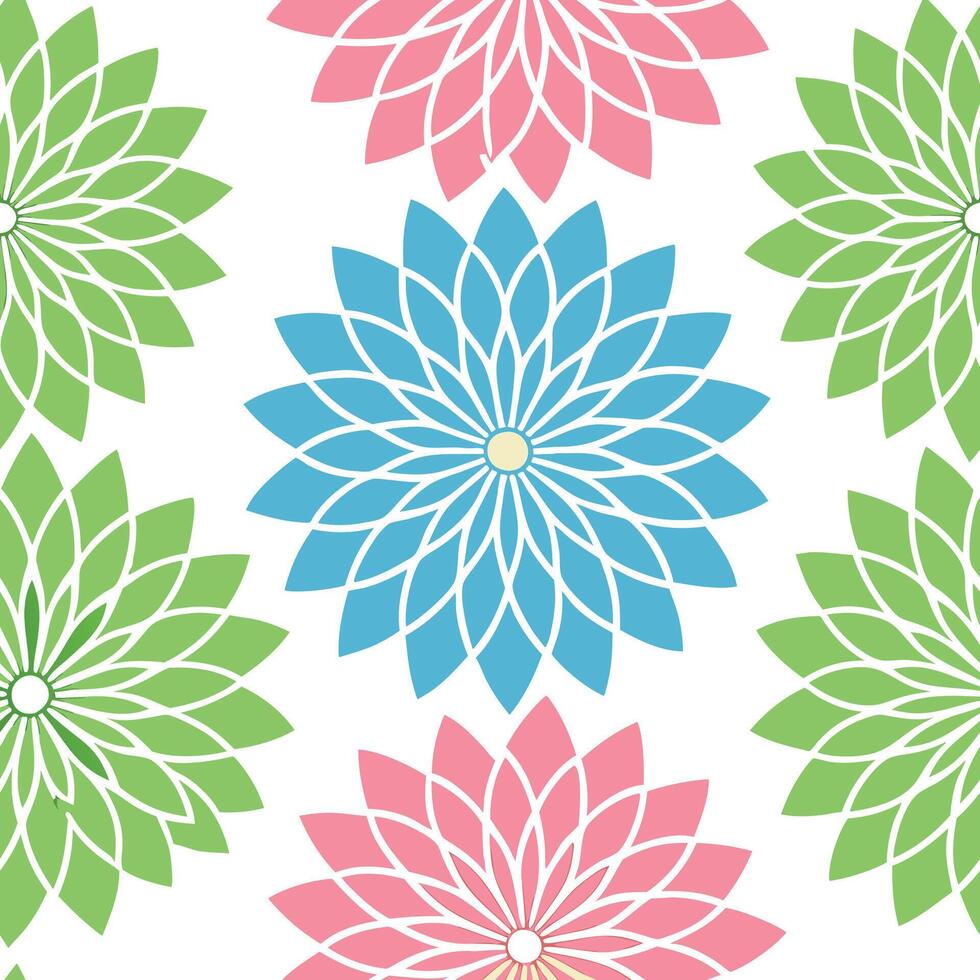 Pastel Floral Mandala Design Teal, Pink, Green Flower Pattern vector