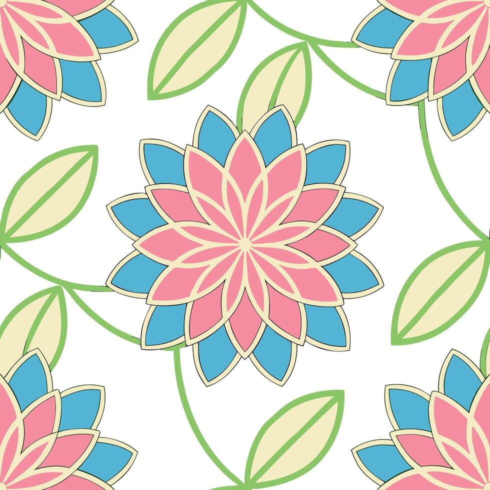 Pastel Pink Blue Flower Seamless Pattern Design Textile Print vector
