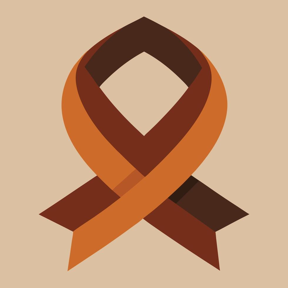 Awareness Ribbon Brown and Orange, Support Symbol, Illness, Hope, Charity vector