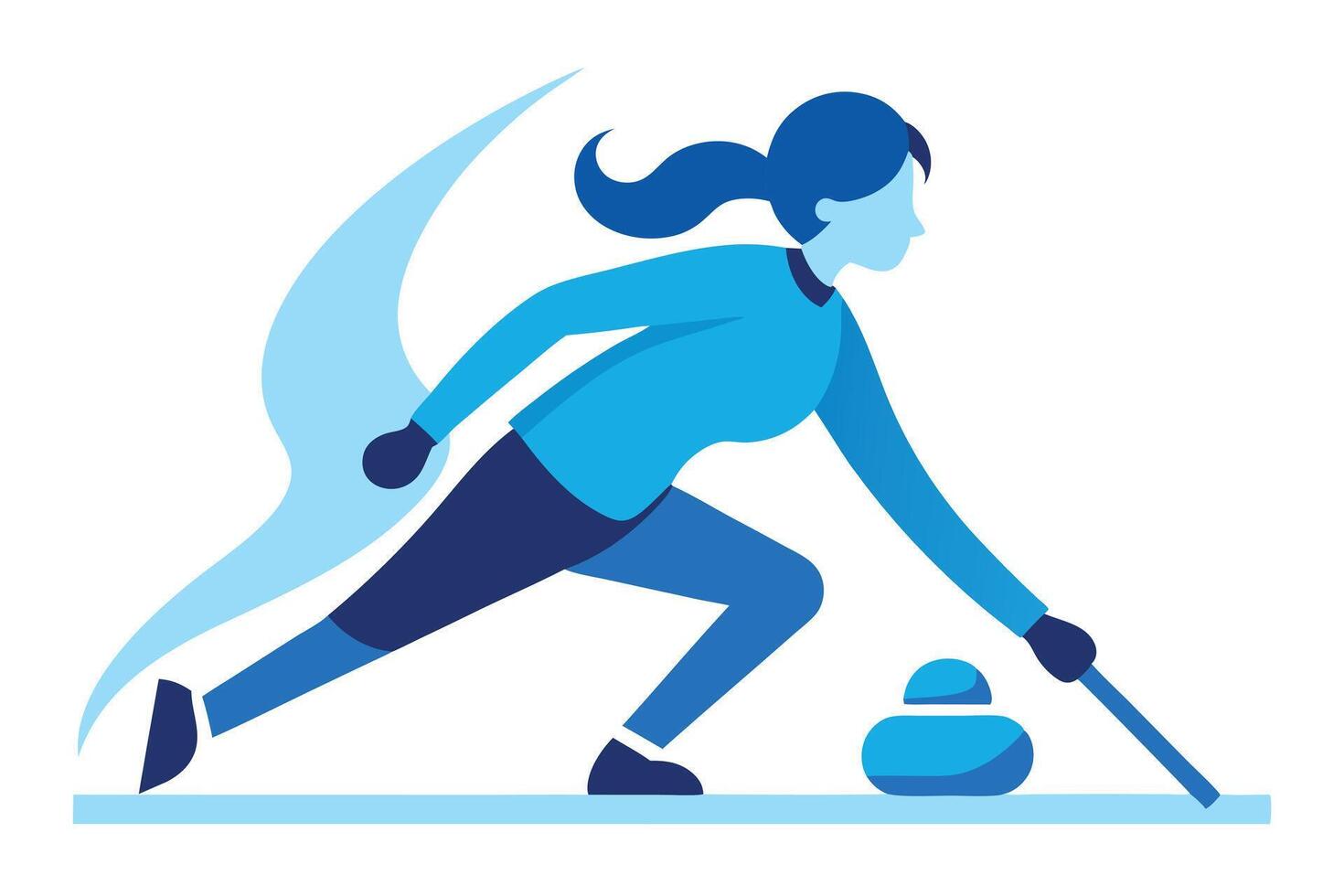 Curling Athlete Sliding Stone Winter Sports Ice Game vector