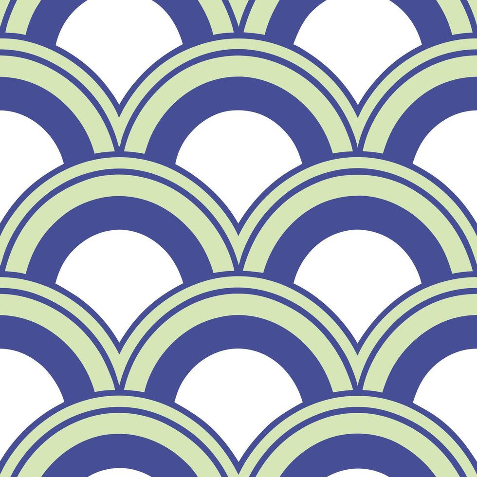 Abstract Geometric Seamless Pattern Pastel Blue Green Arcs vector