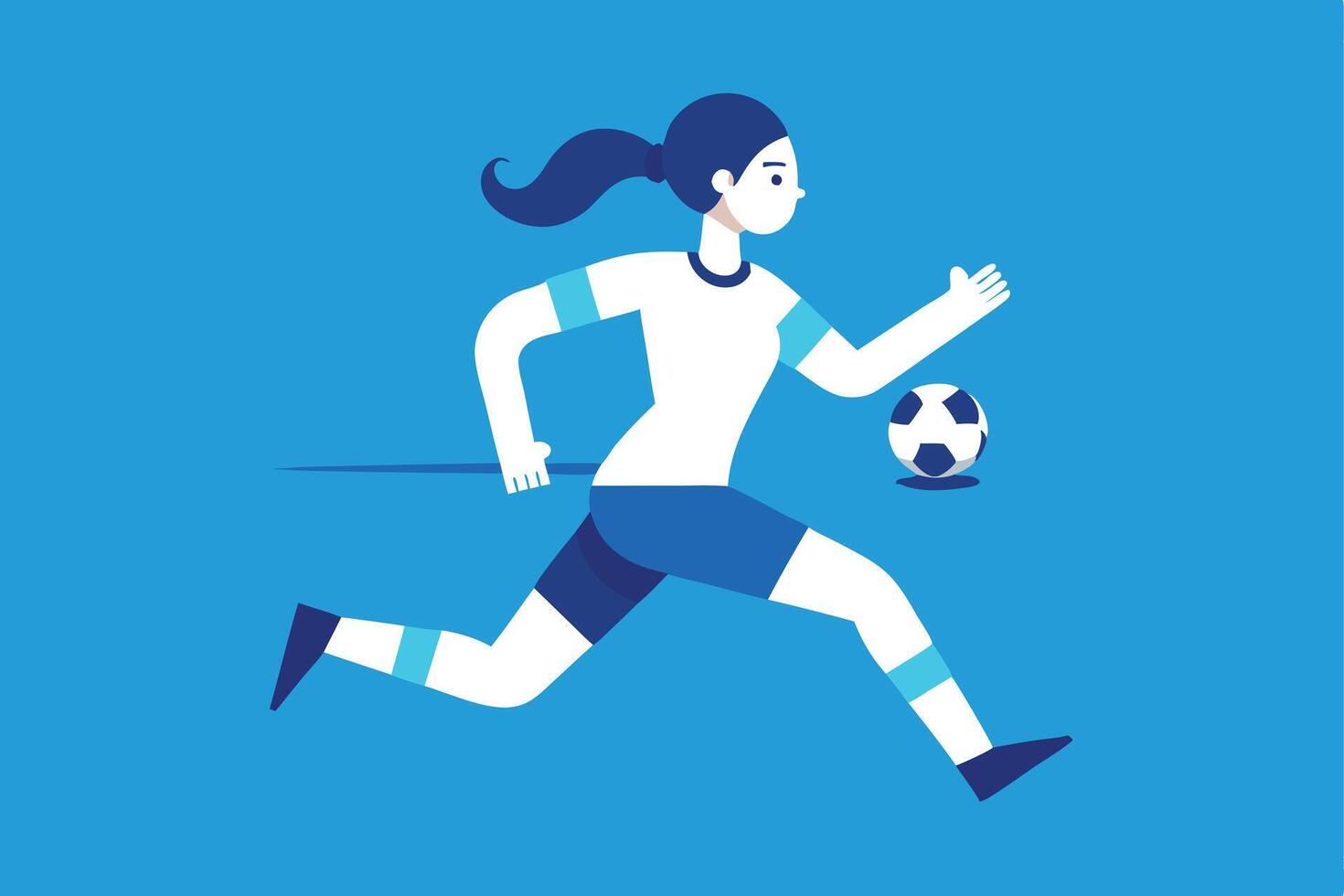 Female Soccer Player Running, Dribbling, Active, Athletic, Sports vector