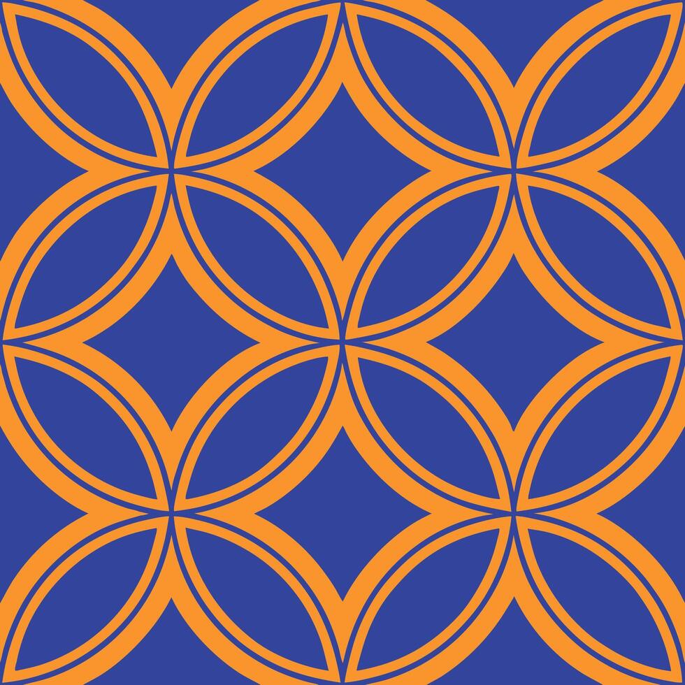 Abstract Geometric Blue Orange Interlocking Circles Pattern Design vector