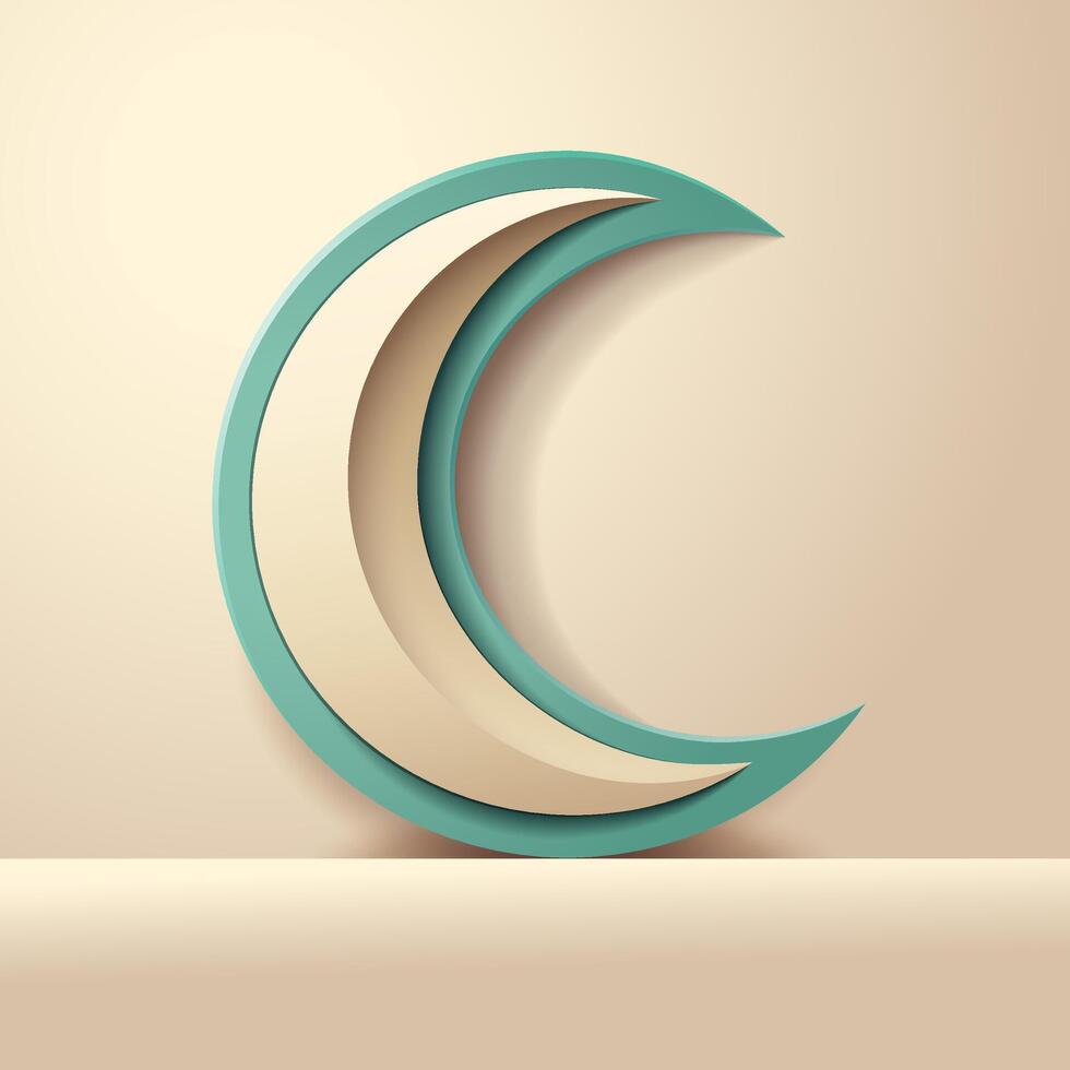 Paper Art Crescent Origami-Inspired Ramadan Design vector