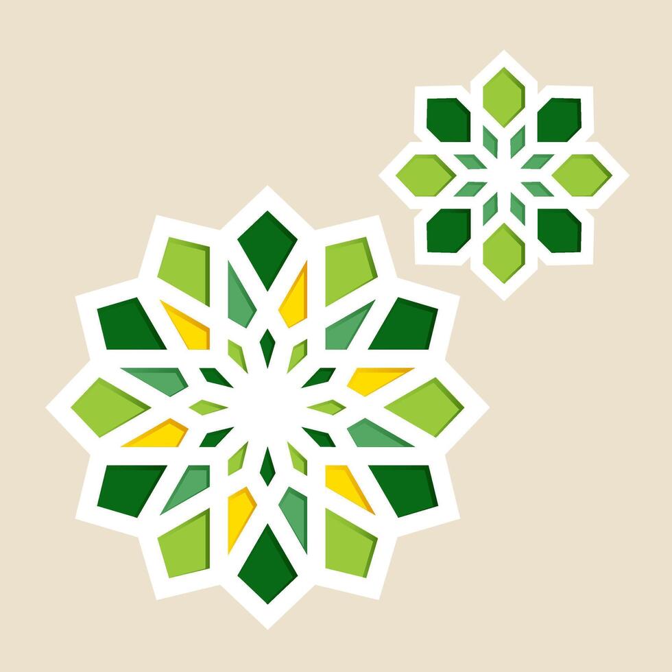 Islamic Floral Geometry Green and Yellow Patterns vector