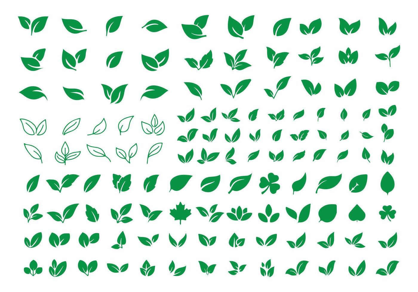Big leaf icon set. Green leaf icon in flat style illustration eps 10 vector