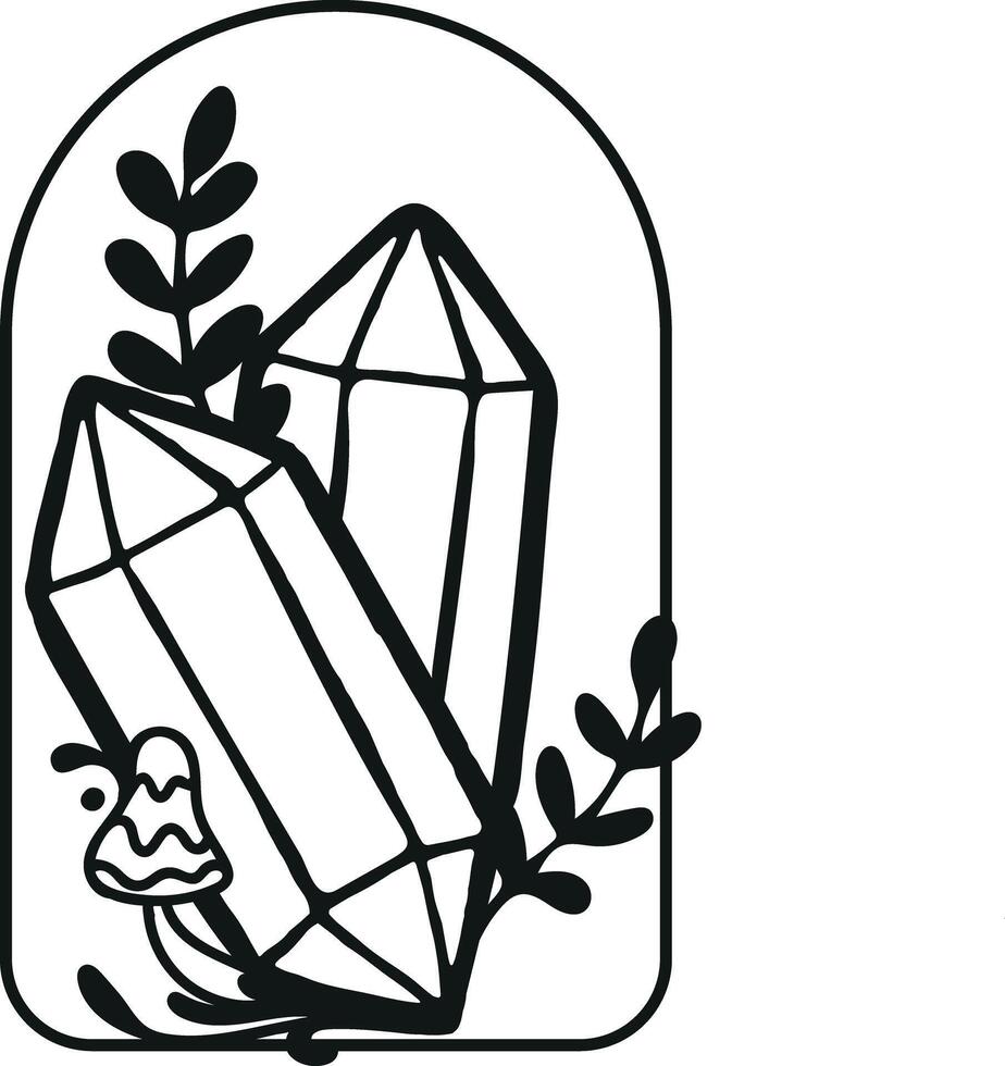 magic esoteric whimsical hand drawn crystal doodles vector