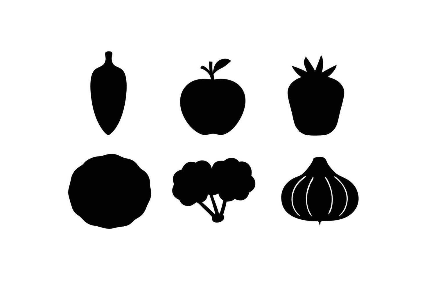Silhouette Vegetables Icon Set vector