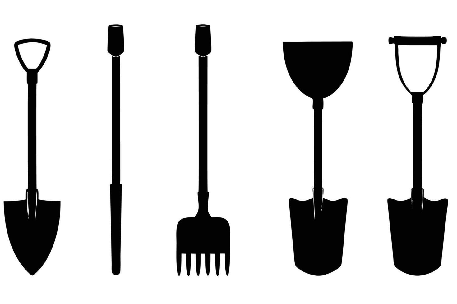Silhouette Gardening Tools Icon Set vector