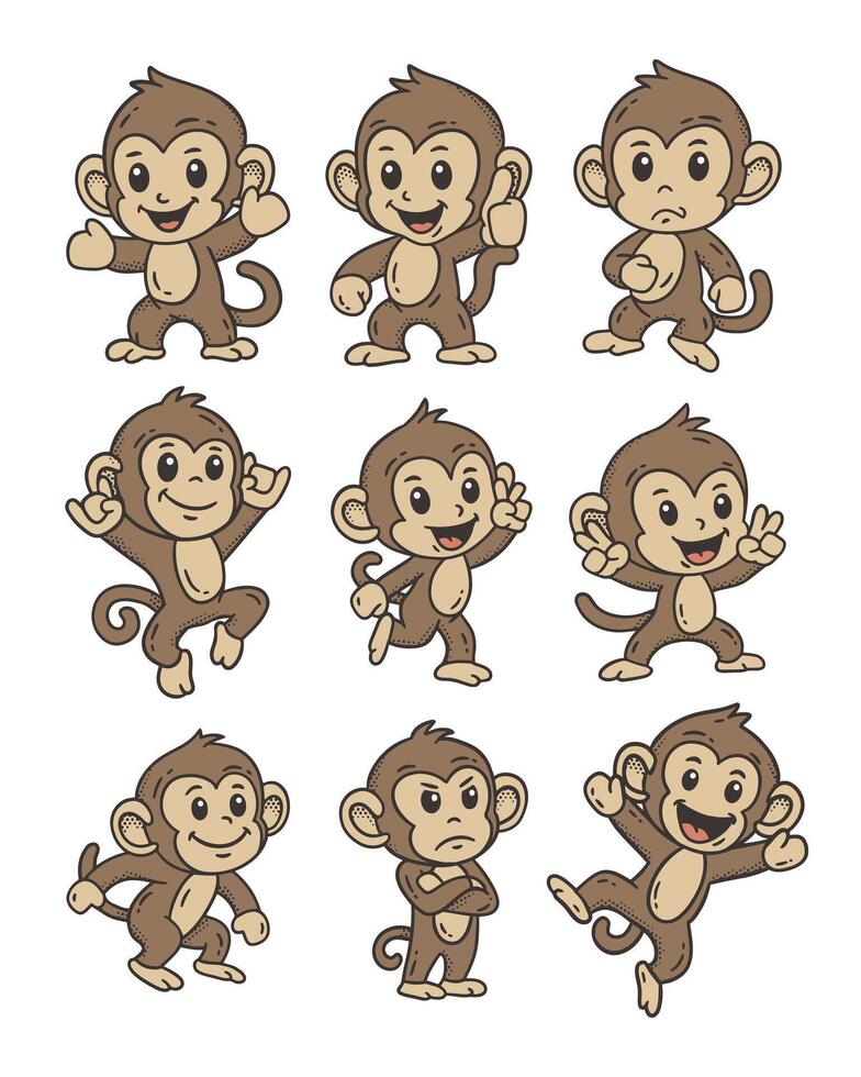 Cute Monkey Doodle Style Illustration vector