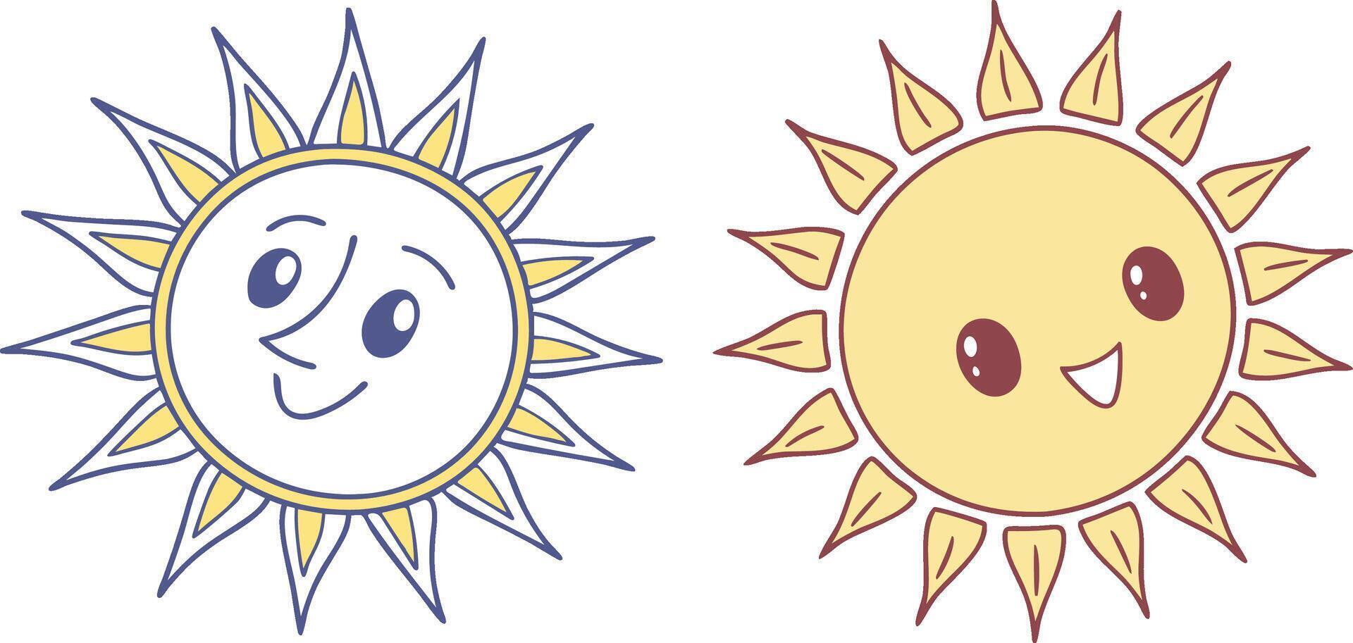 smiley emoticons, cute smiling sun icon, smile happy emoji art illustration isolated on transparent background vector