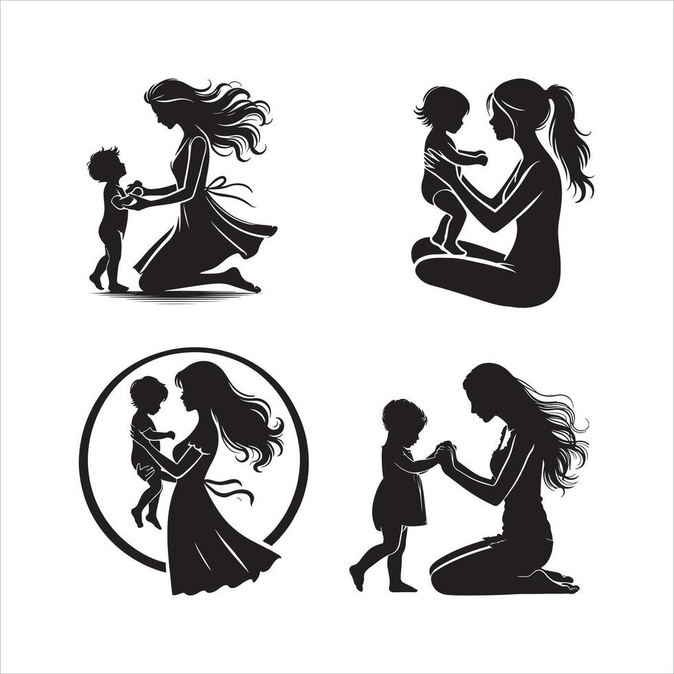 Mother and child Silhouette illustration. Mother's day svg. vector