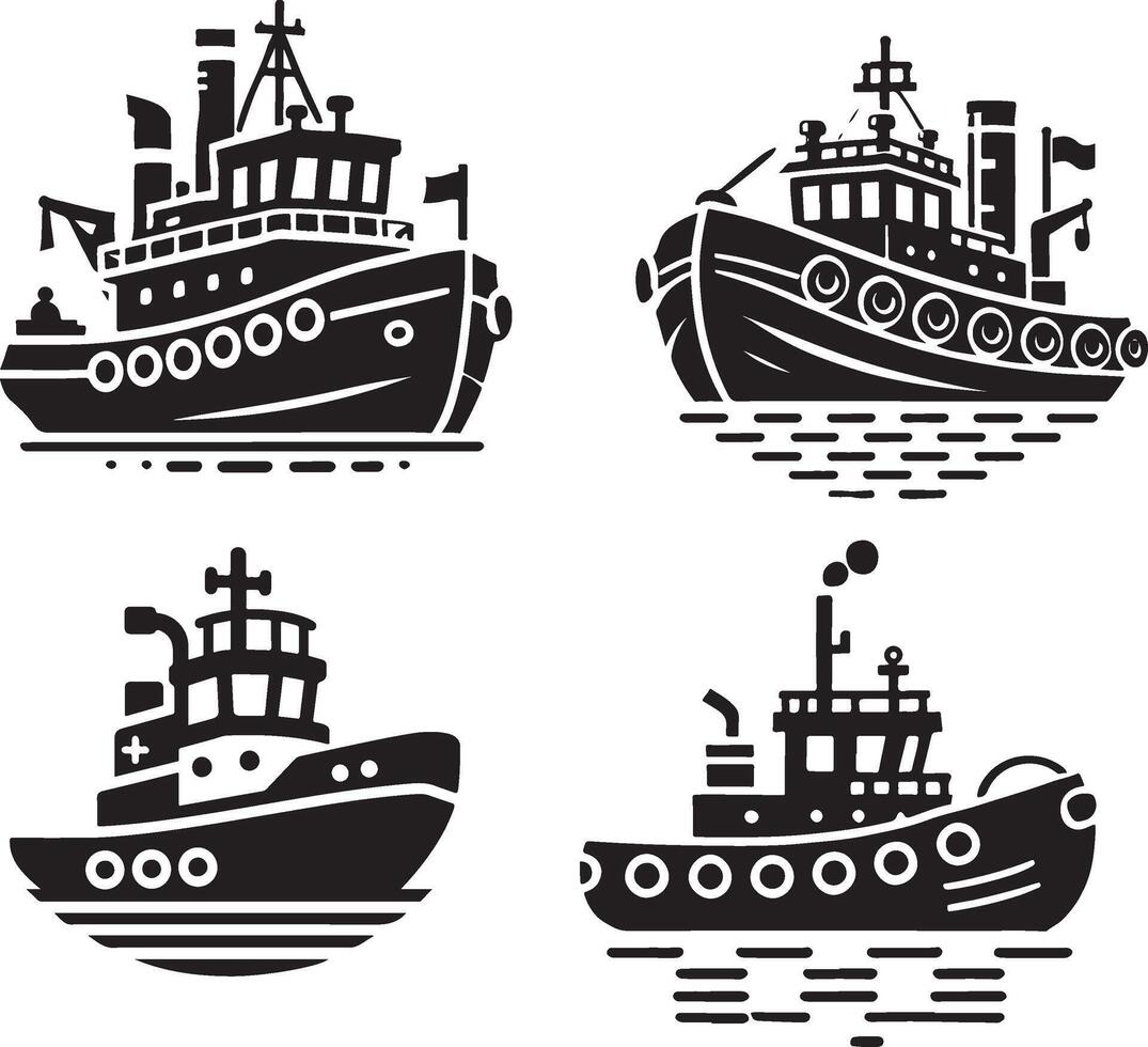 Tugboat icon silhouette illustration vector