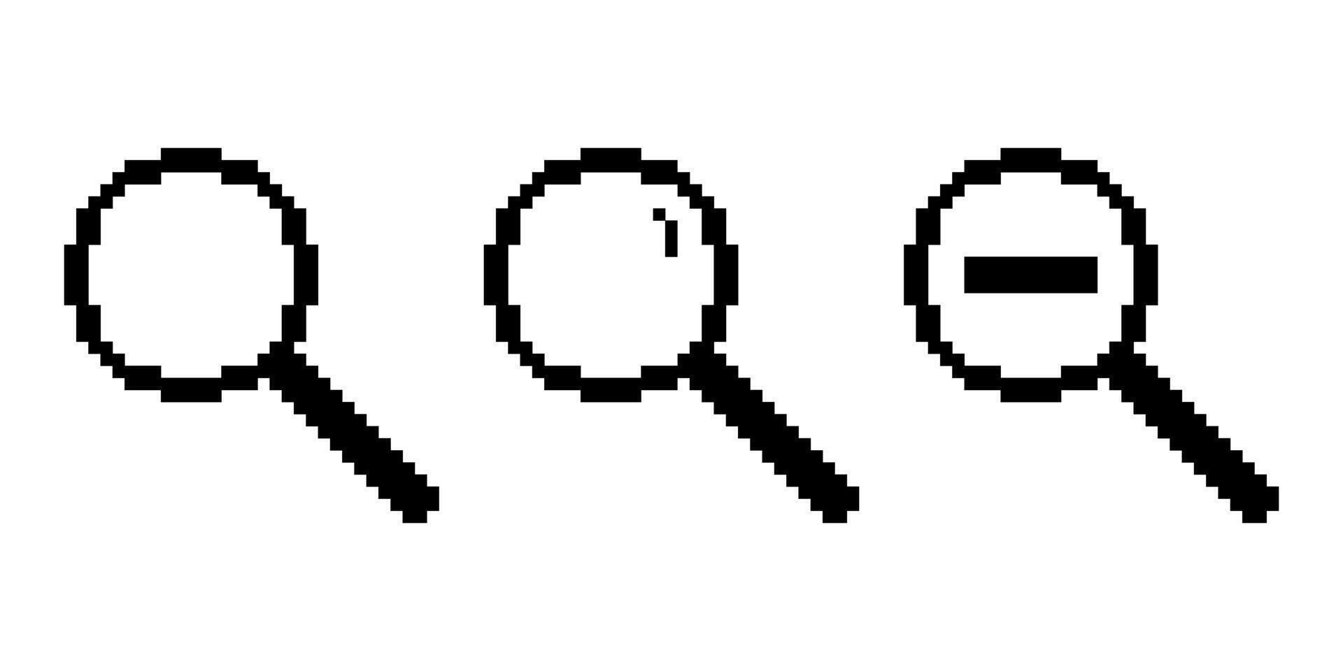 Search icons pixel art vector