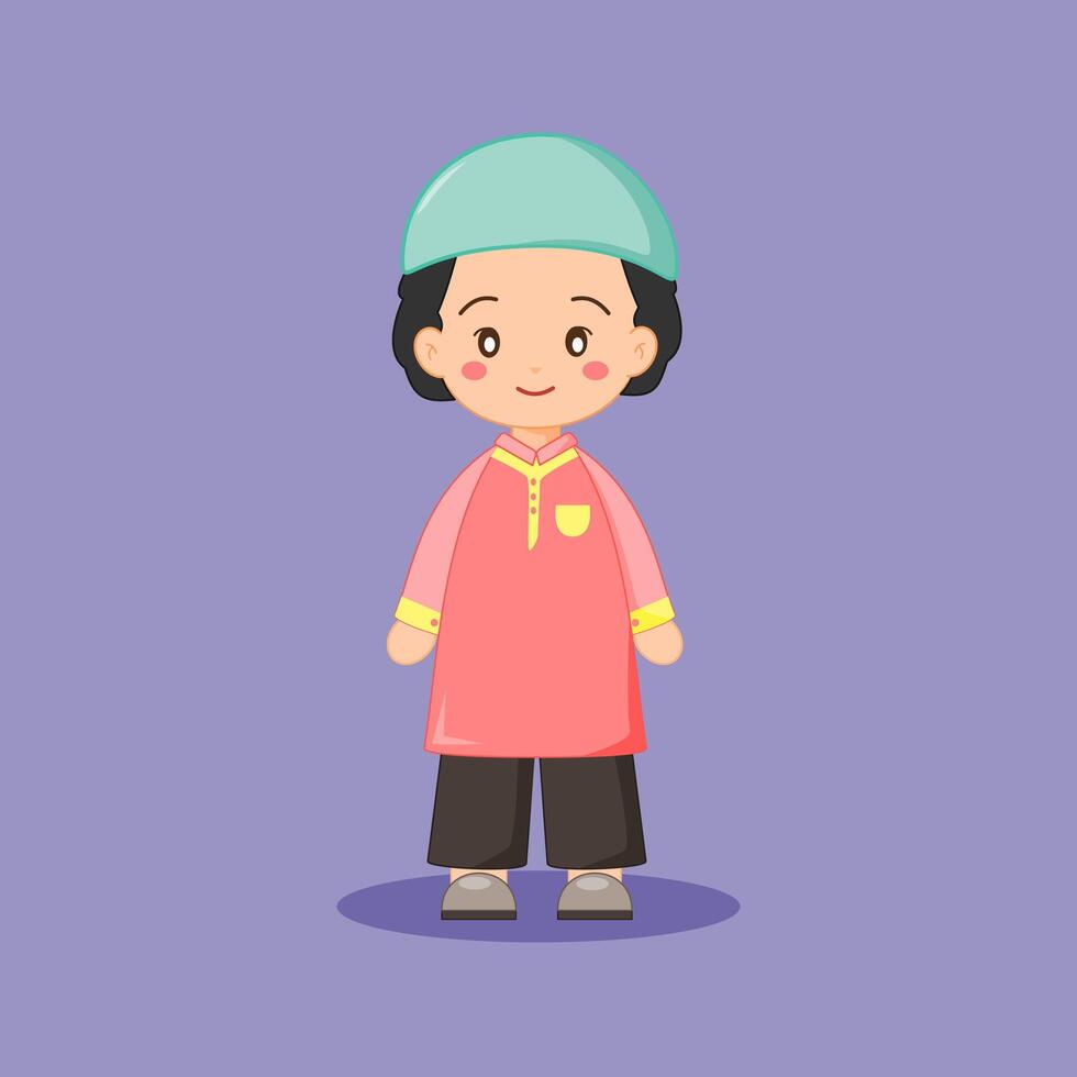 Cute Muslim boy character vector