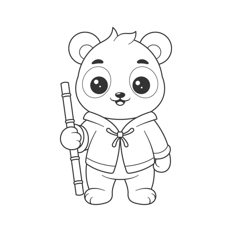 Panda prepares to become a soldier for coloring vector