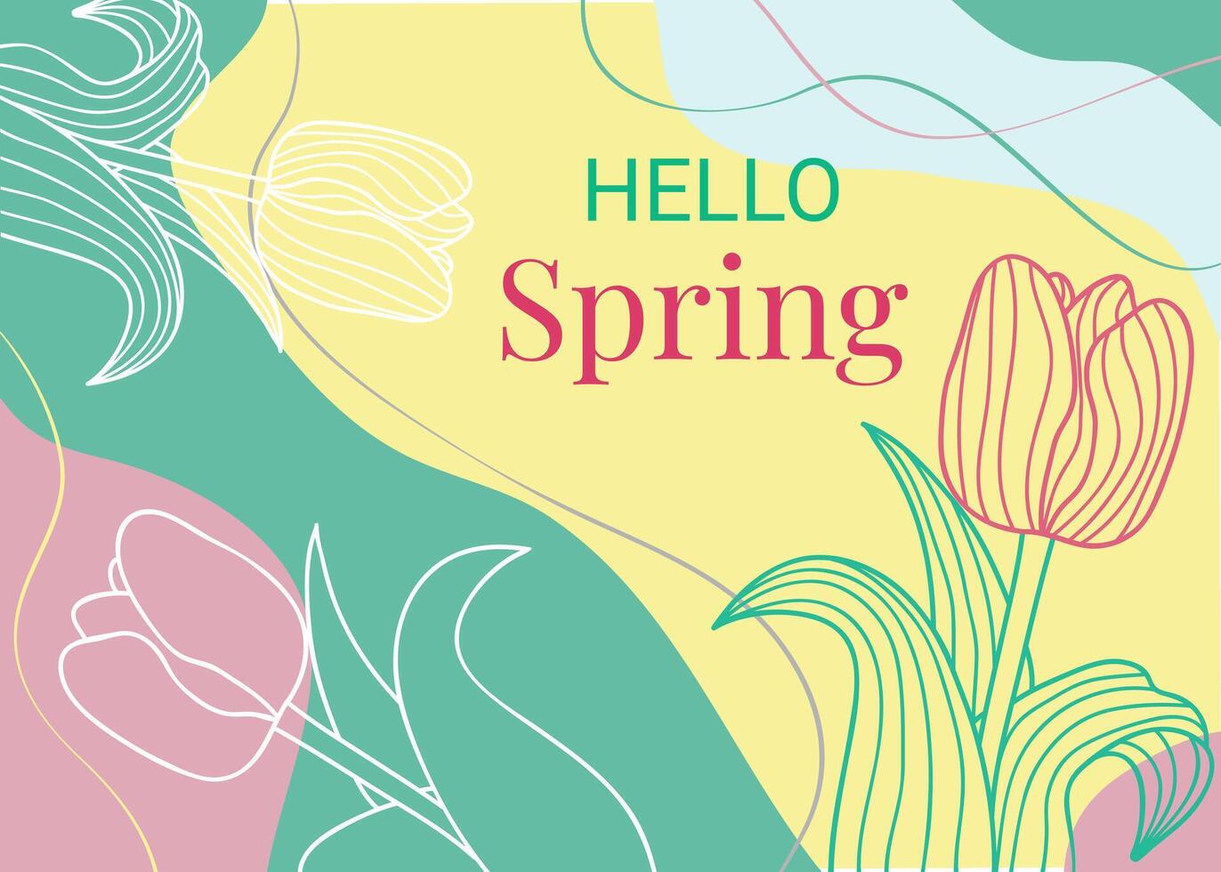 Hello Spring Abstract Floral Tulip Flowers Background vector