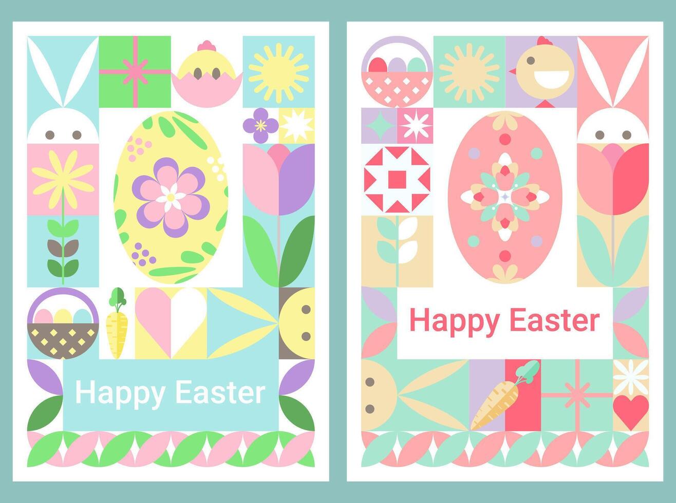 Spring Happy Easter Abstract Geometric Bauhaus Poster Banner vector
