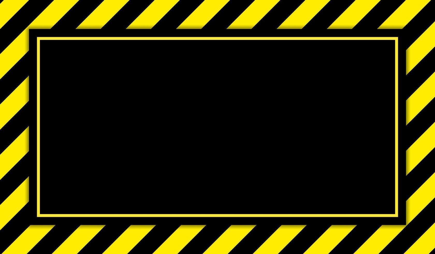 Black Background with Yellow Hazard Striped Border, Warning Frame Design for Safety Notices or Caution Templates vector