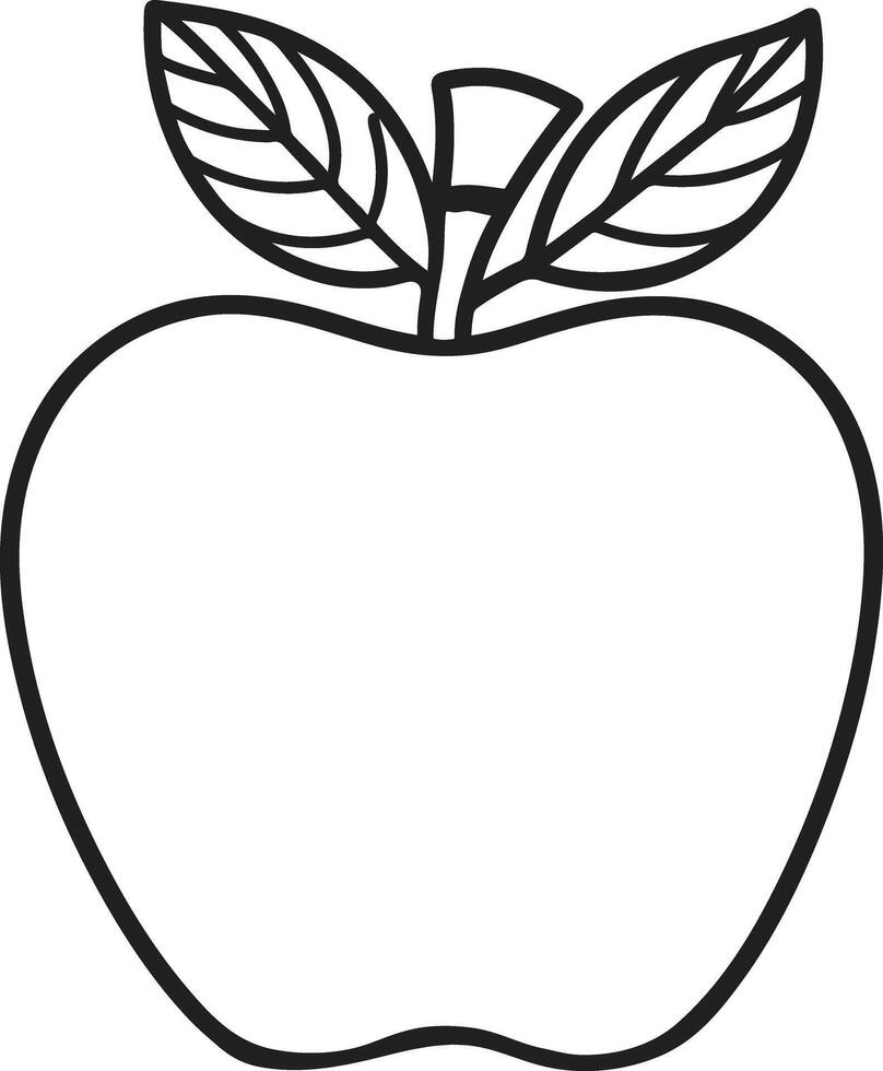 Apple single line art and illustration, kids coloring book page. vector