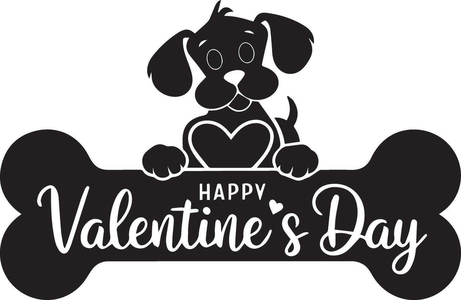 Adorable Dog and Bone Silhouette Typography Concept vector