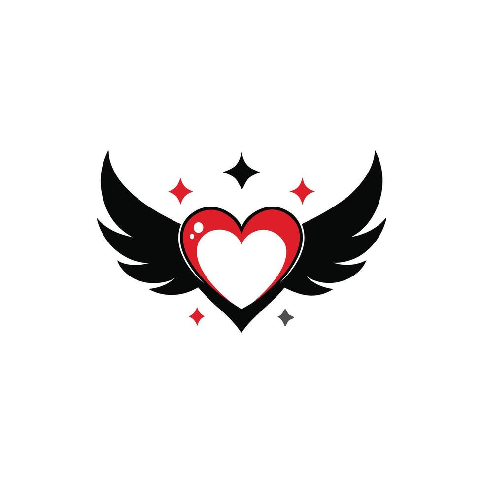 Heart with wings logo design vector