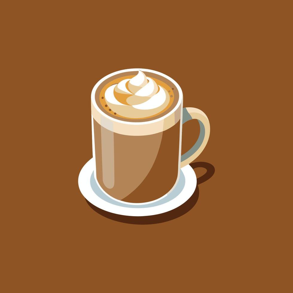 A cup of coffee with whipped cream on top vector