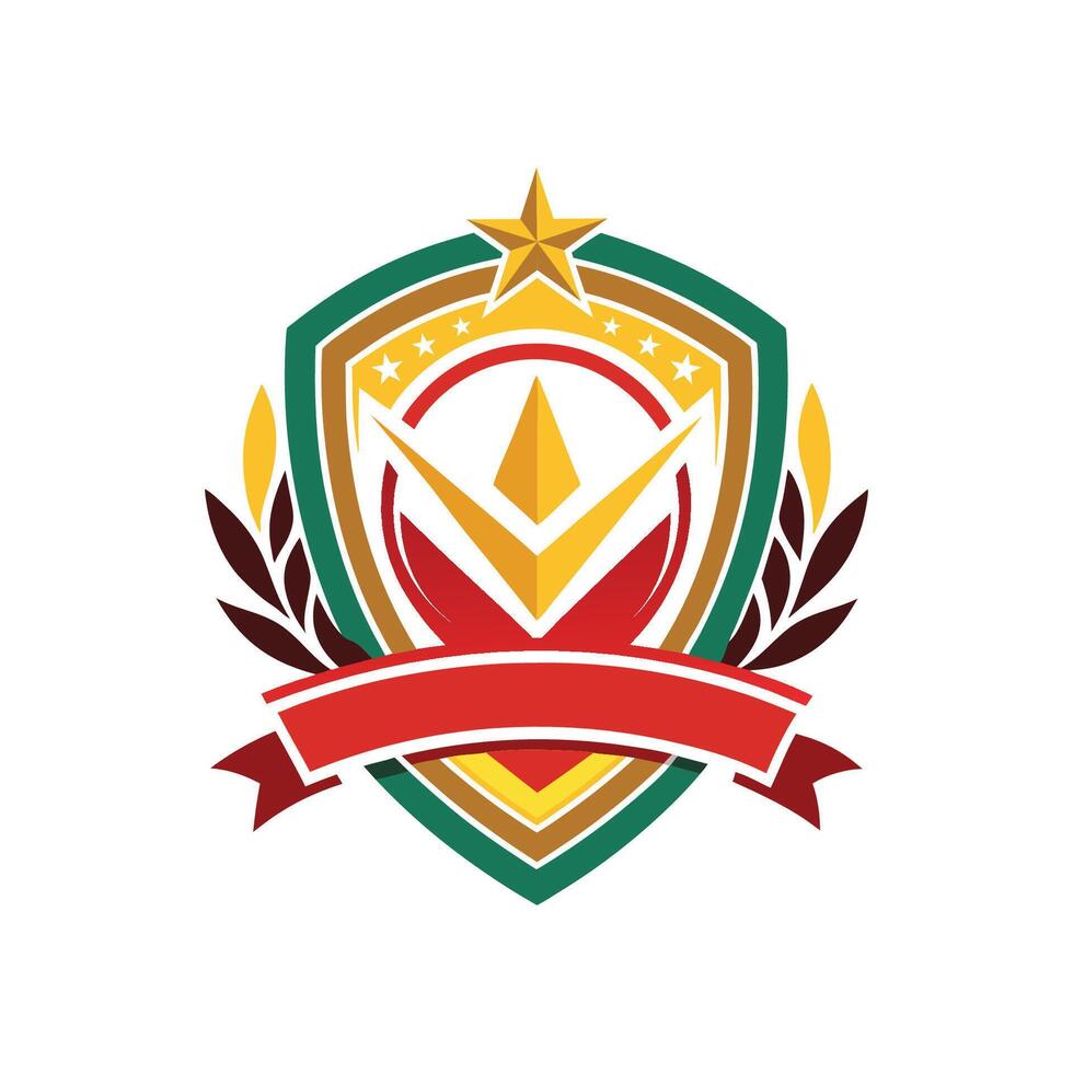 The emblem of a red, white and gold star vector